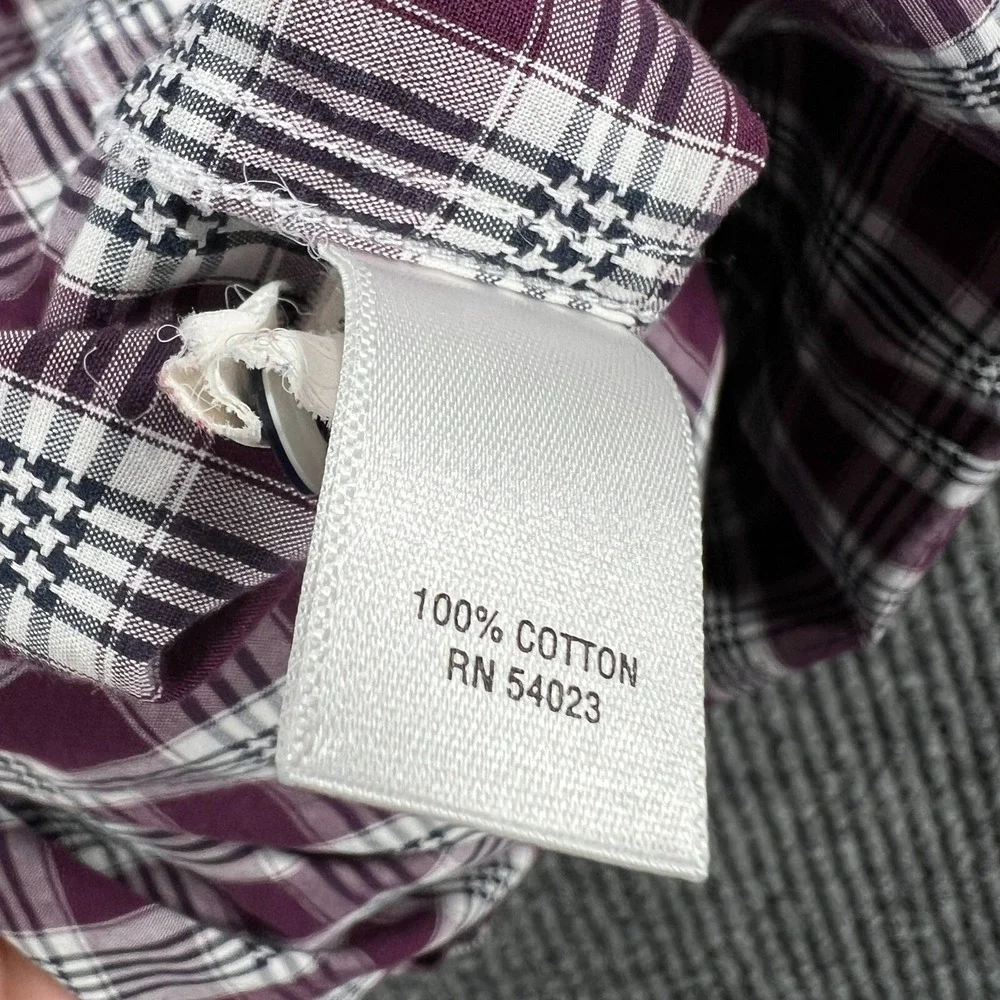 Banana Republic Shirt Mens 2XLT XXL Tall Purple Plaid Long Sleeve Button Up‎